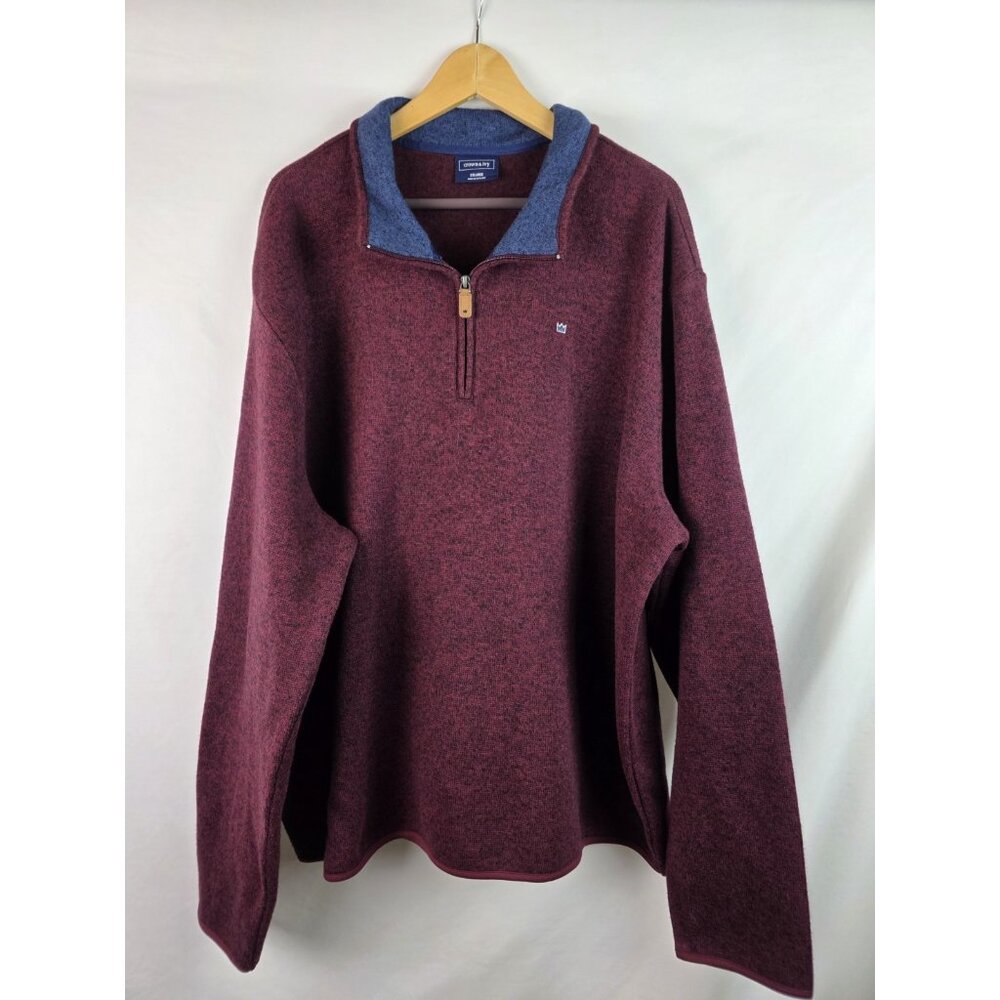 Crown & Ivy Men's Sweatshirt Size XXL Burgundy 1/4 Zip Long Sleeve Fleece Shirt
